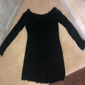 Long sleeve black lace dress
